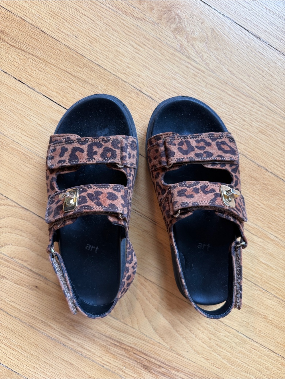 art class Leopard Print Brown Adjustable Strap Sandals for Kids
